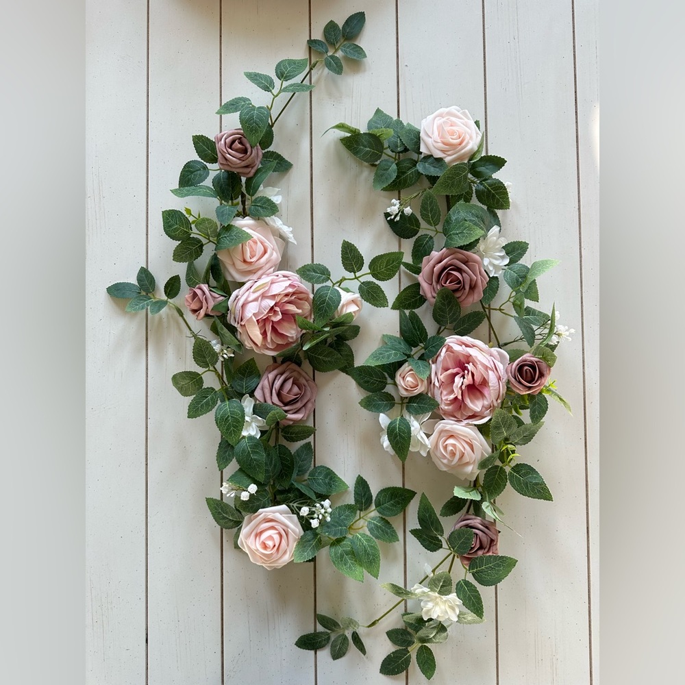 Lings Moments 1.8ft Floral Garland Dusty Rose & Cream